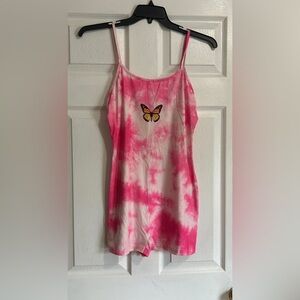 SHEIN Pink Tie-Dye Butterfly Romper